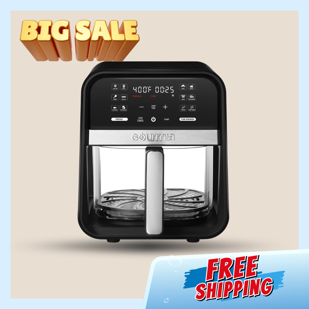 [FASH SALE] Gourmia 7-Qt Digital Air Fryer Glass Basket 12 One-Touch Presets-image