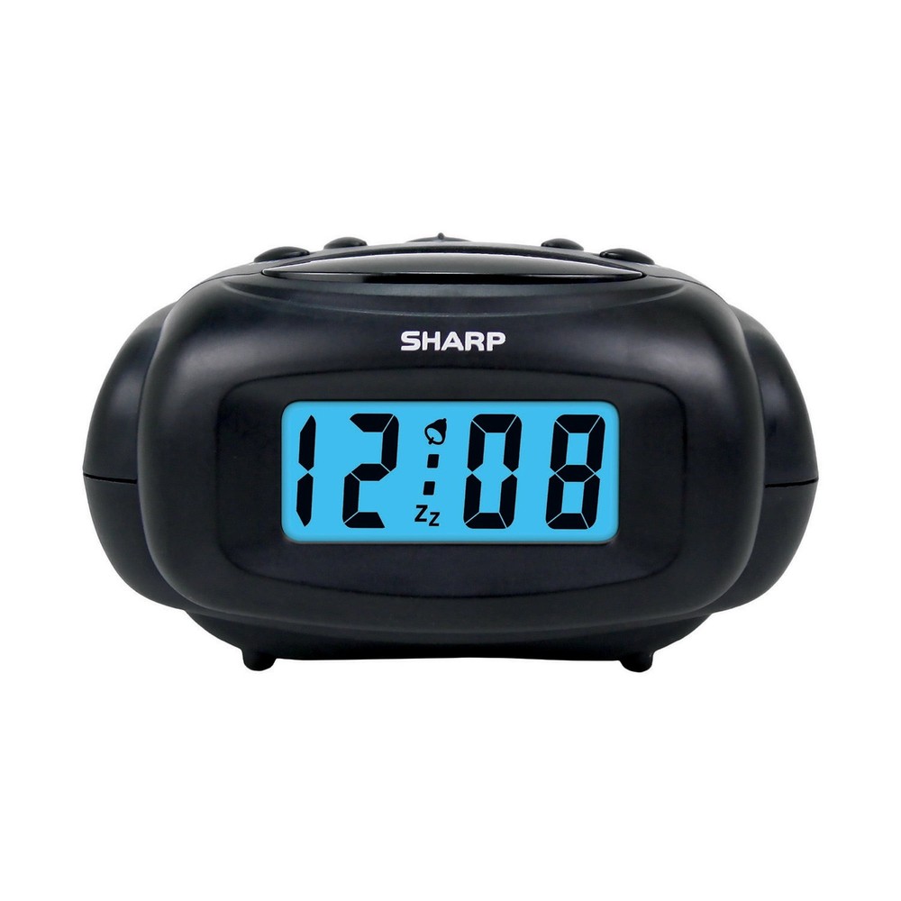 Sharp Black LCD Digital Alarm Clock with Battery Operation