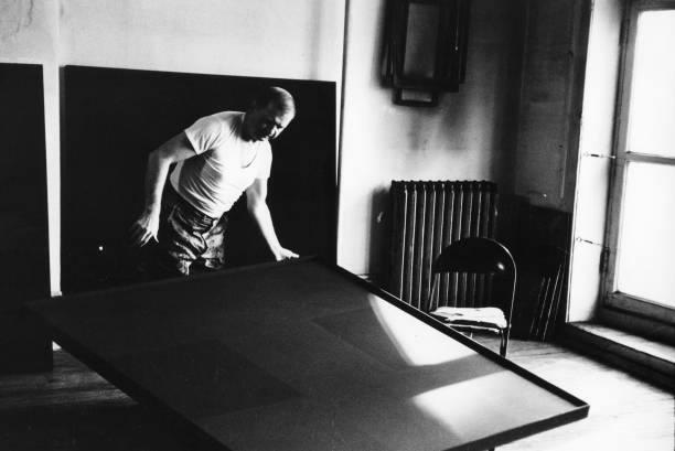 American Abstract Artist Ad Reinhardt In His Studio 1961 OLD PHOTO