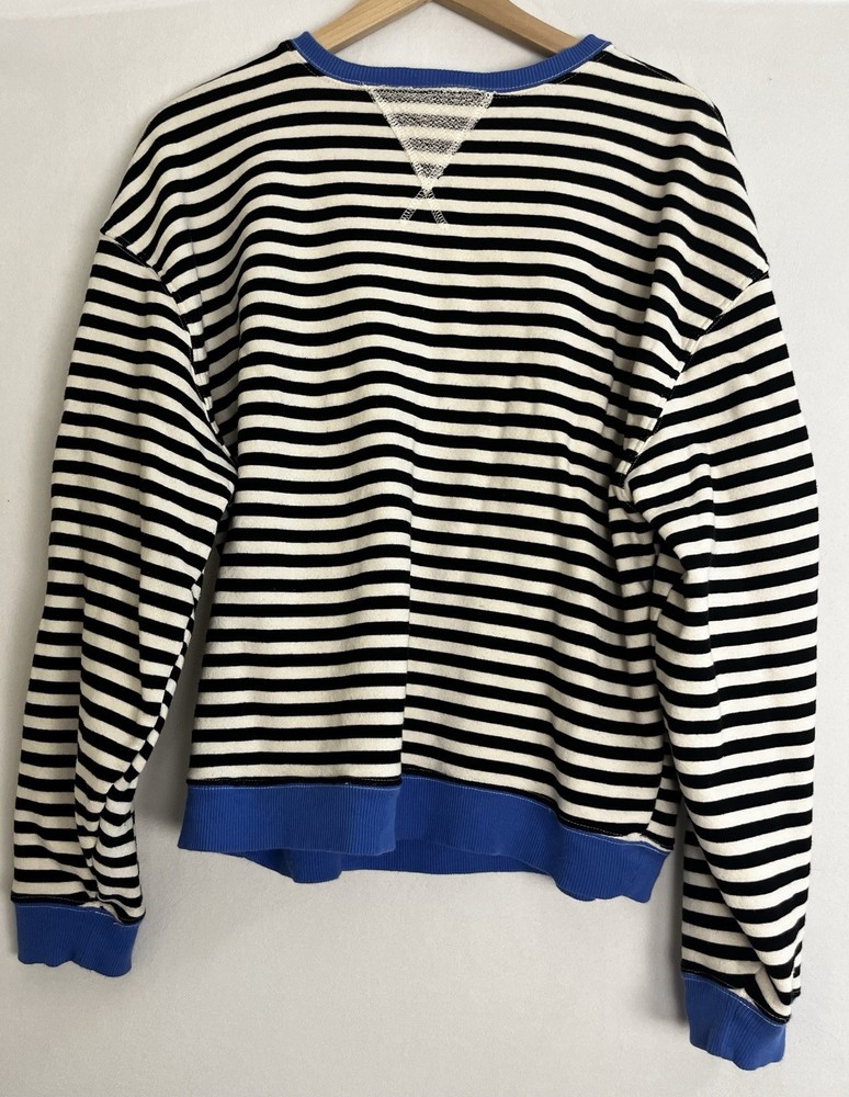 We The Free Free People Striped Sweatshirt XS Blue Trim Relaxed Fit