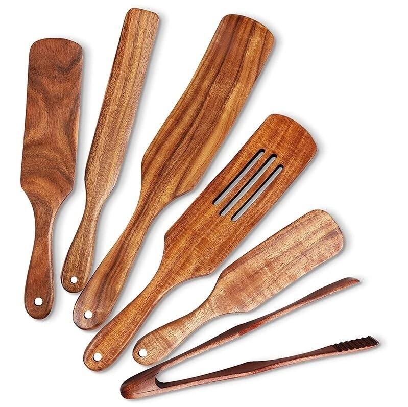 Wooden Spurtle Set Teak Spurtle Set Heat Resistant Wooden Spatula Cooking tool
