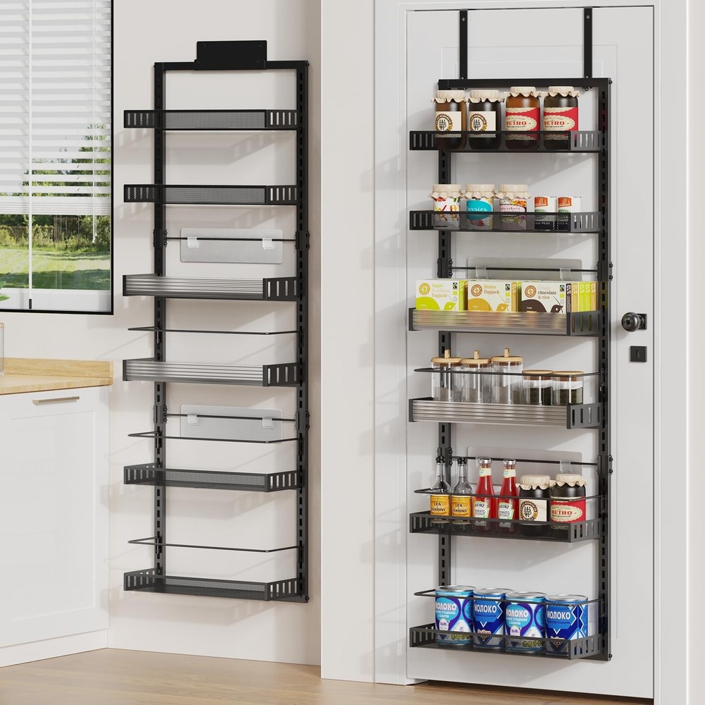 6-Tier Over Door Pantry Organizer & Adjustable Spice Rack
