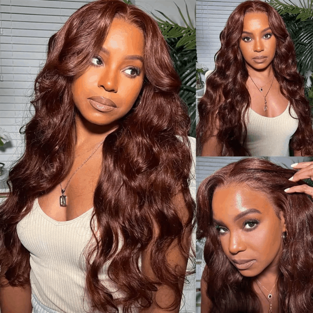 Reddish Brown Wear And Go Wig Body Wave #33B Pre Colored Glueless Human Hair Wig
