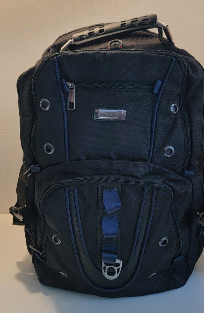 Stylish 17.3 Inch Travel Laptop Backpack with Extra Large Capacity in Black & Blue