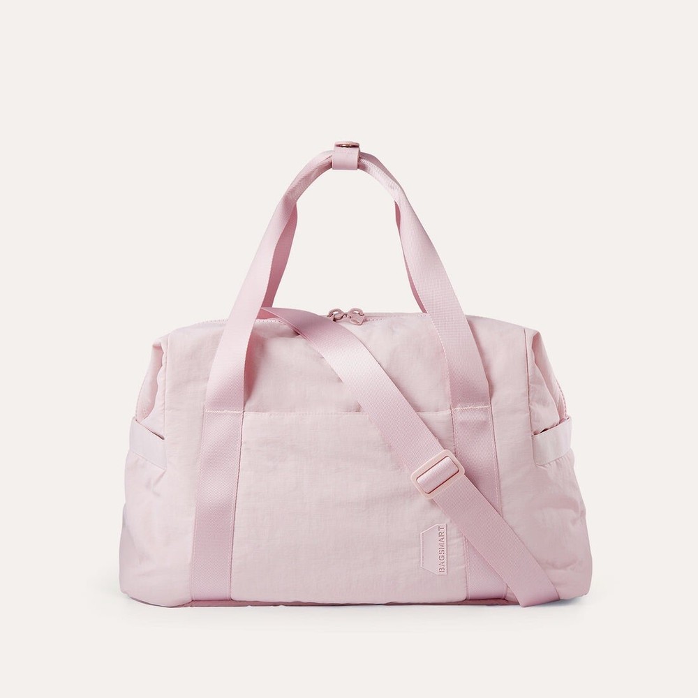 BAGSMART Gym Bag for Women, Weekender Overnight Travel Duffle Tote Bag Pink US
