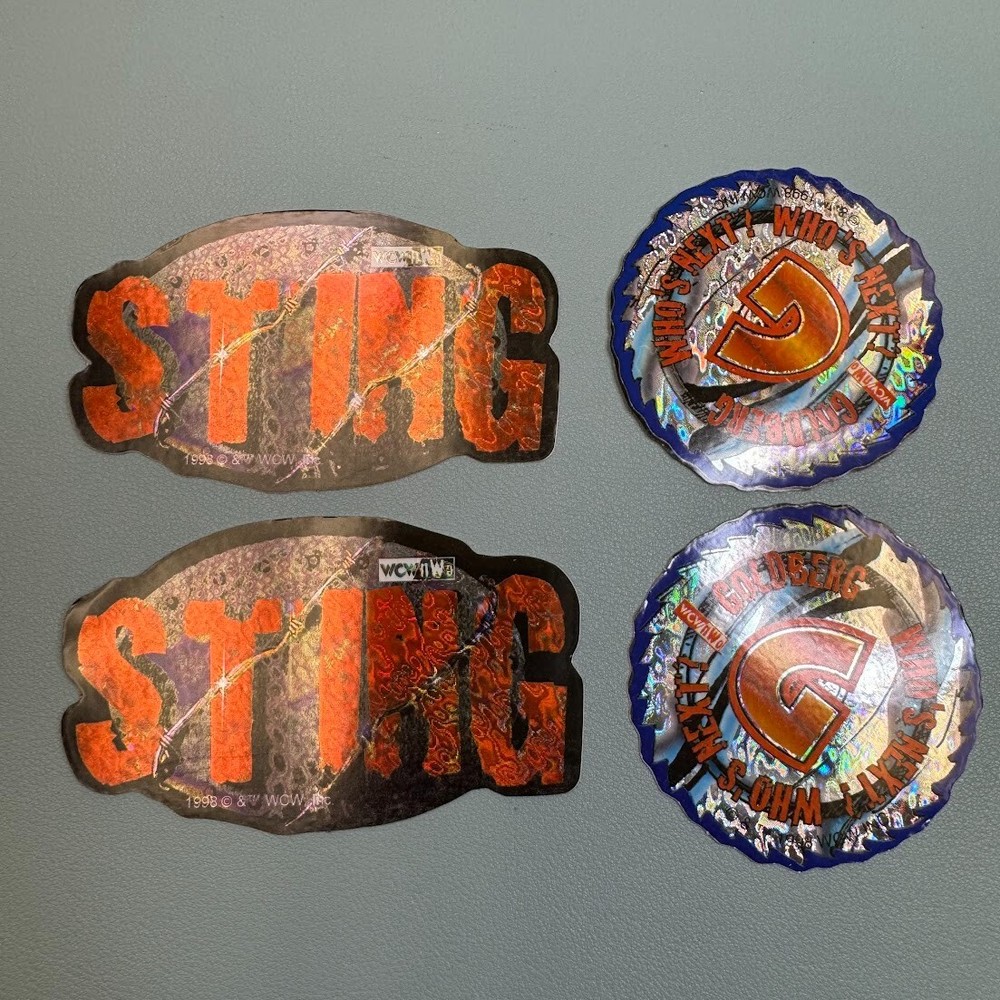 A&A Parkway WCW Sting Goldberg Wrestling Vending Machine Stickers (4) Pack