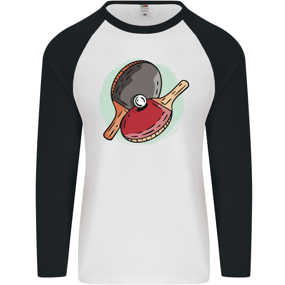 Men's Ping Pong Baseball Tee with Table Tennis Paddles Design