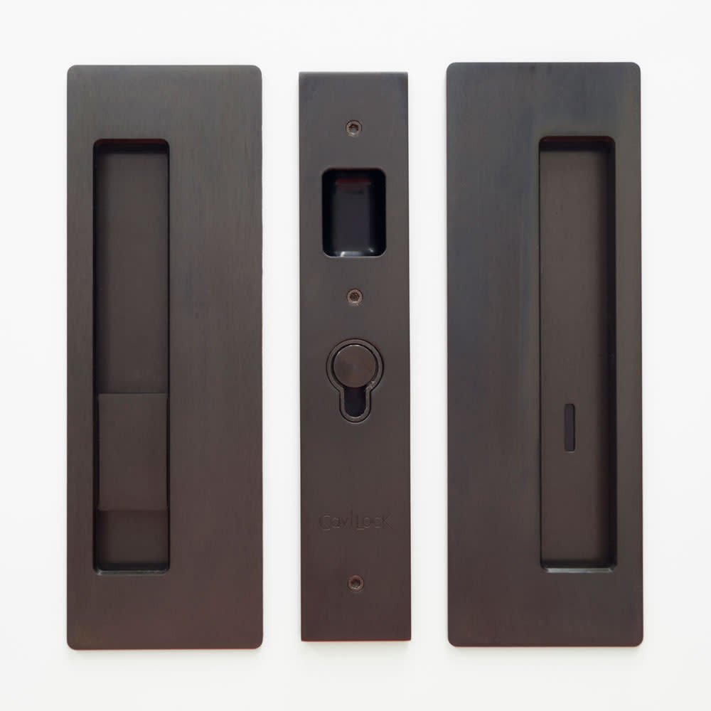 Cavilock CL400B-PR-34-LH Magnetic Privacy Pocket Door Pull Set - Bronze