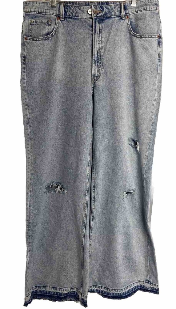 Divided Jeans Wide Leg Woman’s Size 16 Acid Wash Distressed