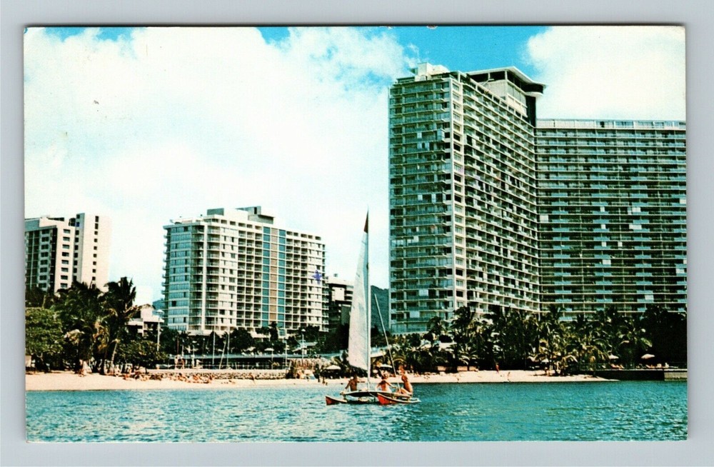 1979 Vintage Postcard of Waikiki Beach’s Iconic Ilikai Hotel in Honolulu HI