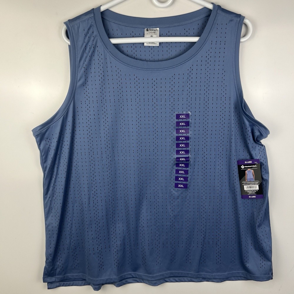 Members Mark Mens Perforated Tank Top 2XL Blue Lightweight NEW WITH TAGS-image