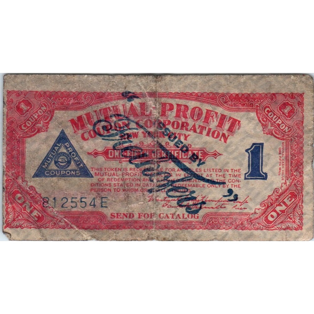 Vintage Mutual Profit Coupon Corporation One-Fifth Certificate Token NY AE6-image