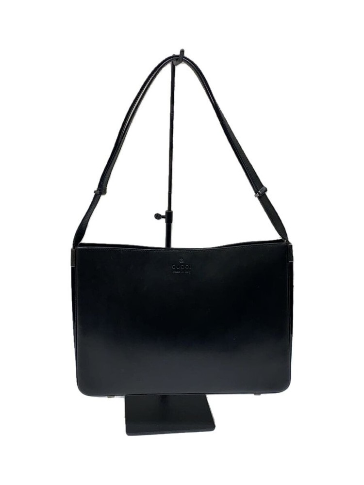 GUCCI black leather plain handbag stylish and timeless