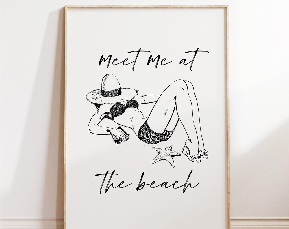 Meet Me At The Beach Print Beach Wall Decor Coastal Quotes Art Beach House