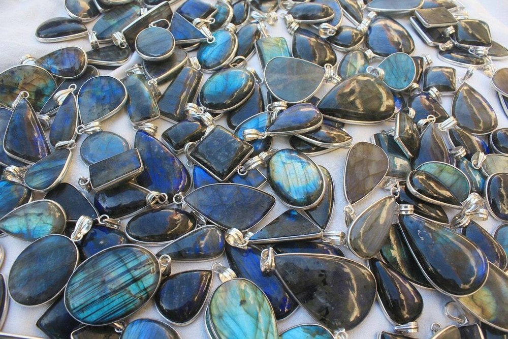 Labradorite Bezel Pendant Lot in 925 Sterling Silver Boho Style Flash Sale-image