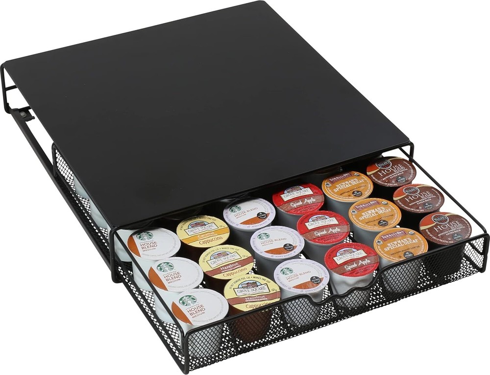 DecoBrothers K-Cup Holder Drawer for 36 36 Capsules, Black with Metal Top