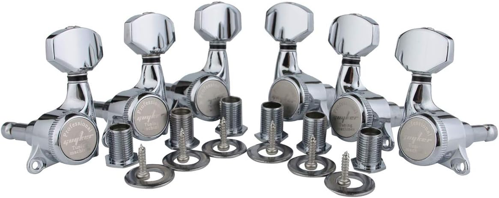Guitar Locking Tuners (3L + 3R Handed) - 1:18 Ratio Lock String Tuning Key Pegs