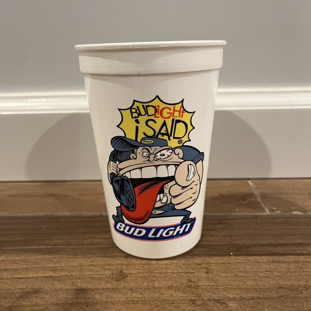 Vintage Jerky Boys Rizzo Bud Light I Said - Draft Plastic Cup 5” Budweiser Rare