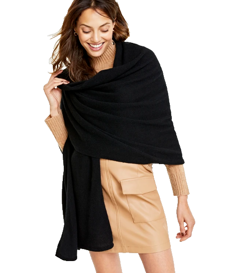 Charter Club 100% Cashmere Wrap Pashmina Shawl - Black - retail $189