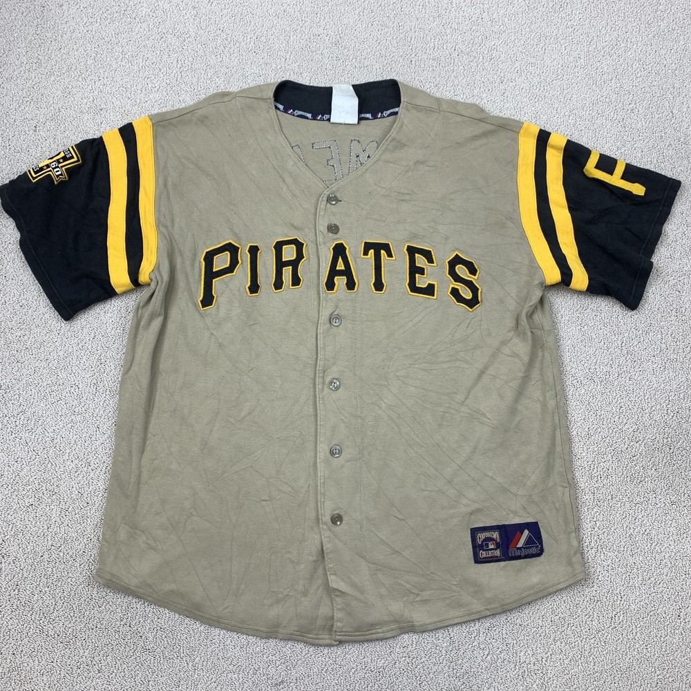 Vintage Pittsburgh Pirates Clemente Jersey Men's Medium Khaki Black Gold Fans