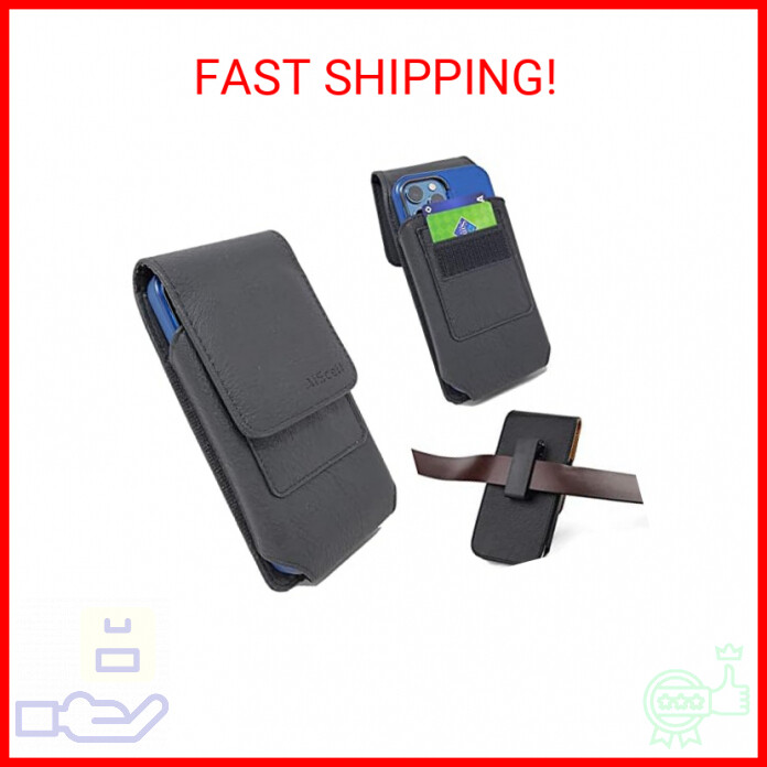 AIScell Wallet Case Vertical Black Leather Sleeve Pouch Rotating Belt Clip Holst