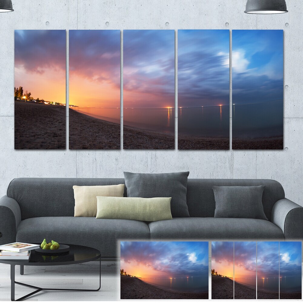 Summer Night with Blue Sky - Skyline Photography Canvas  Small