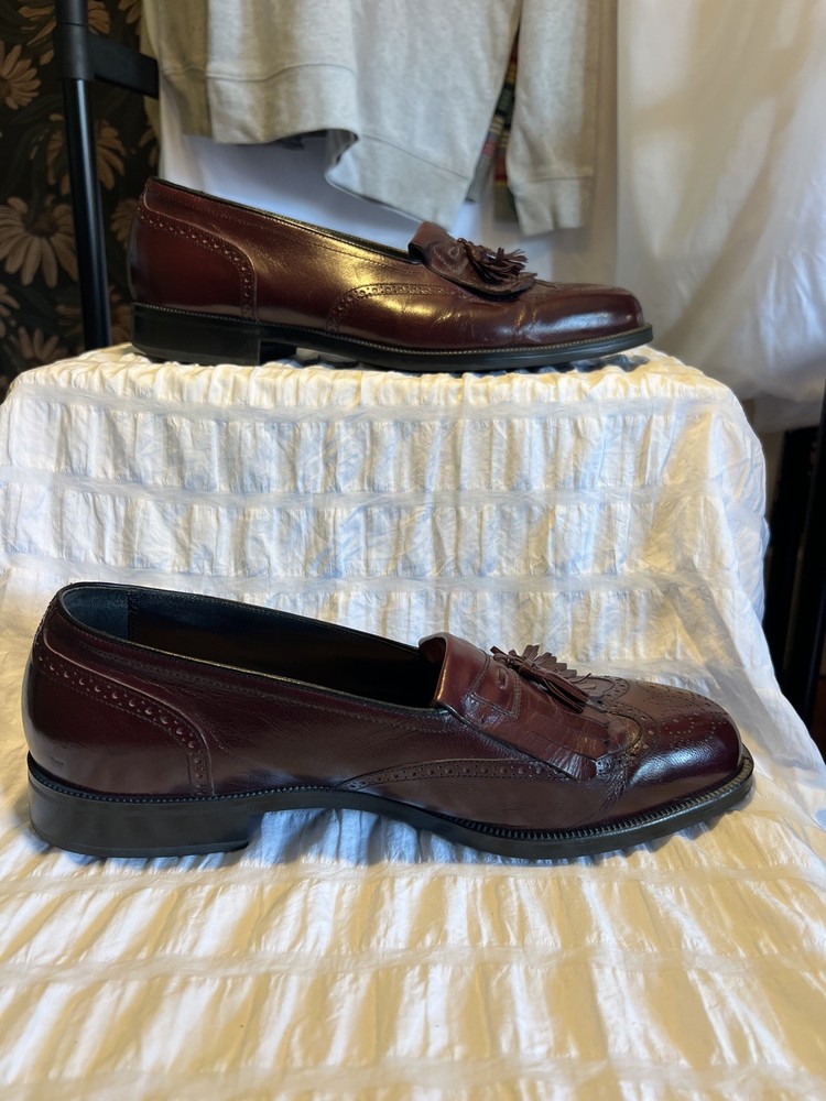 Burgundy Florsheim Royal Tassel Wing Tip Shoes Mens 12 D. Ex cond Needs insert