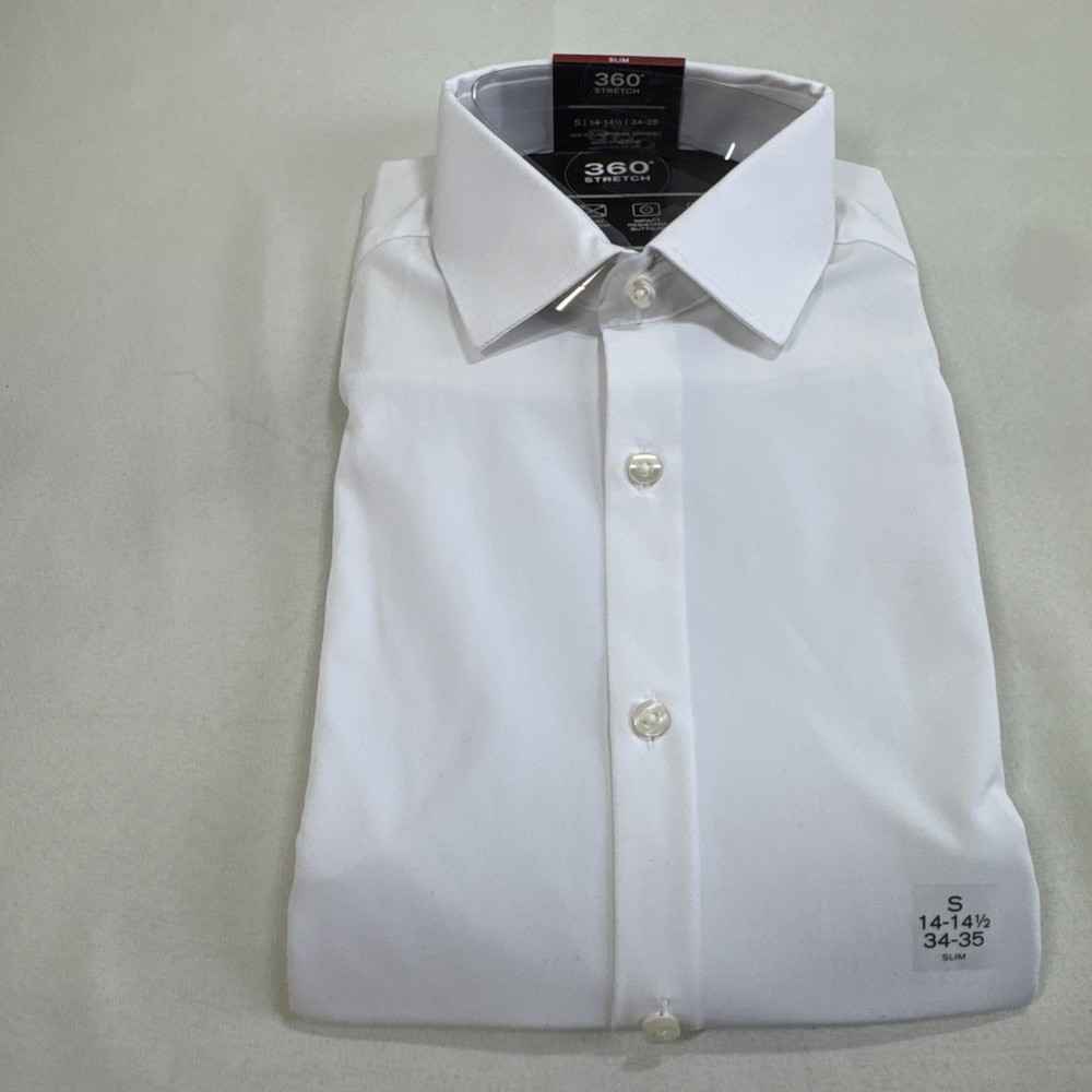 J.Ferrar Men’s Dress Shirt Long Sleeve White Size Small 14-14 1/2 34-35 Slim