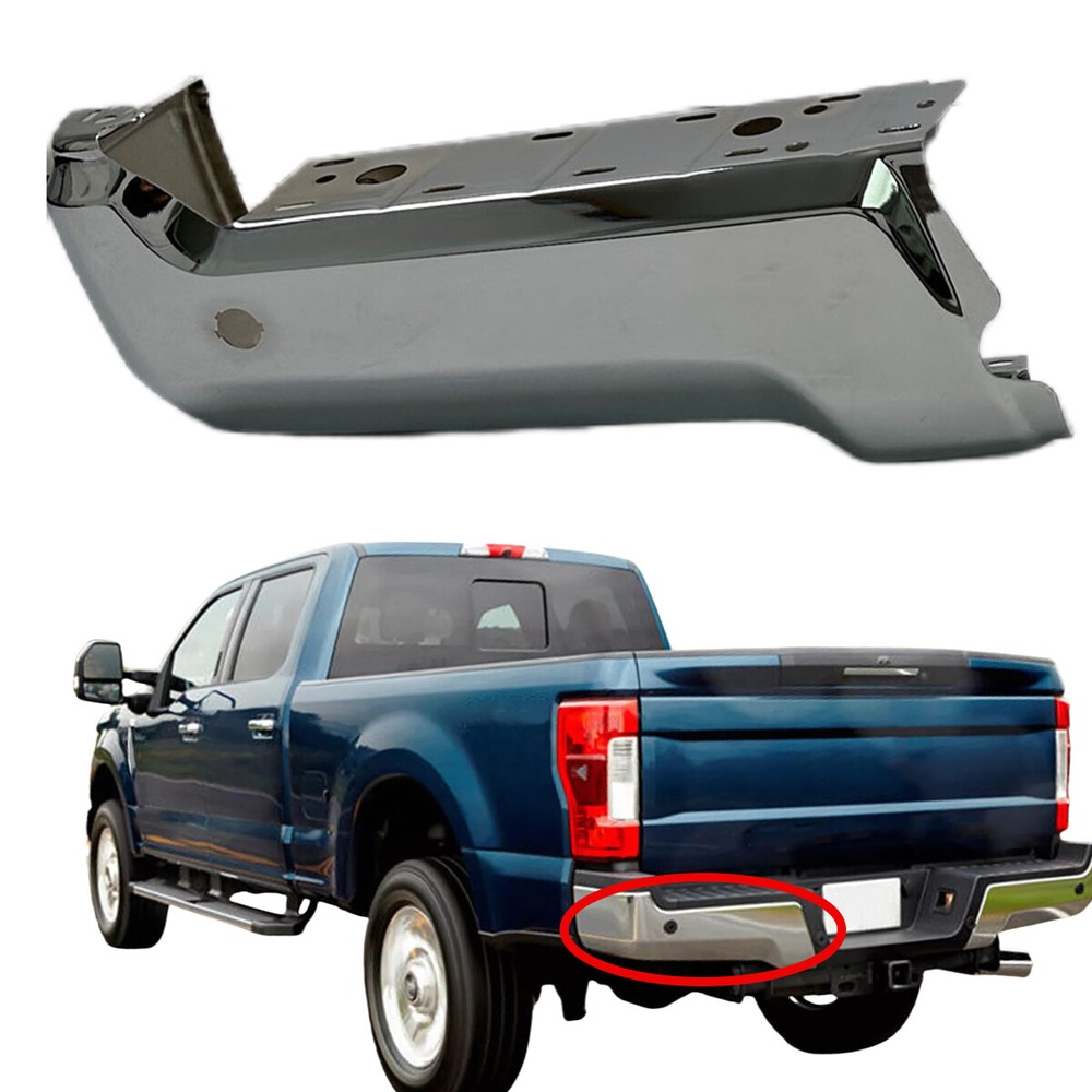 Rear LH Drivers Bumper Face Bar w/ Park for 2017-2022 Ford F250 F350 Chrome NEW