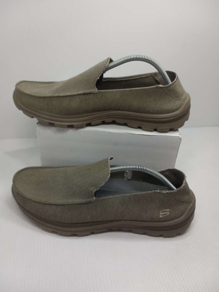 Skechers Men's Superior Olive Canvas Relaxed Fit Loafers Size 12 64368