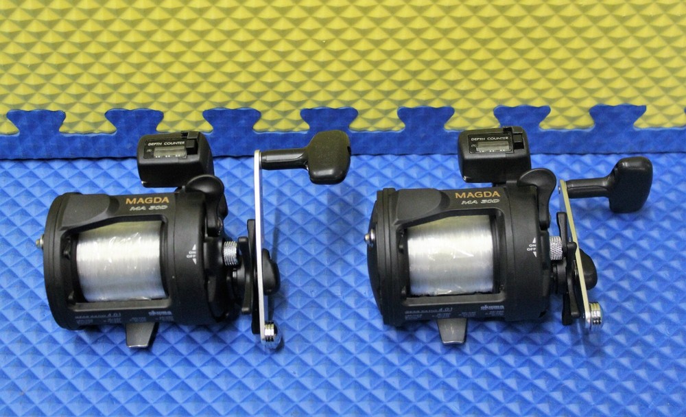 Okuma Magda Line Counter Trolling Reel Pre-spooled w/17lb/385yd Mono MA 30D 2-PK