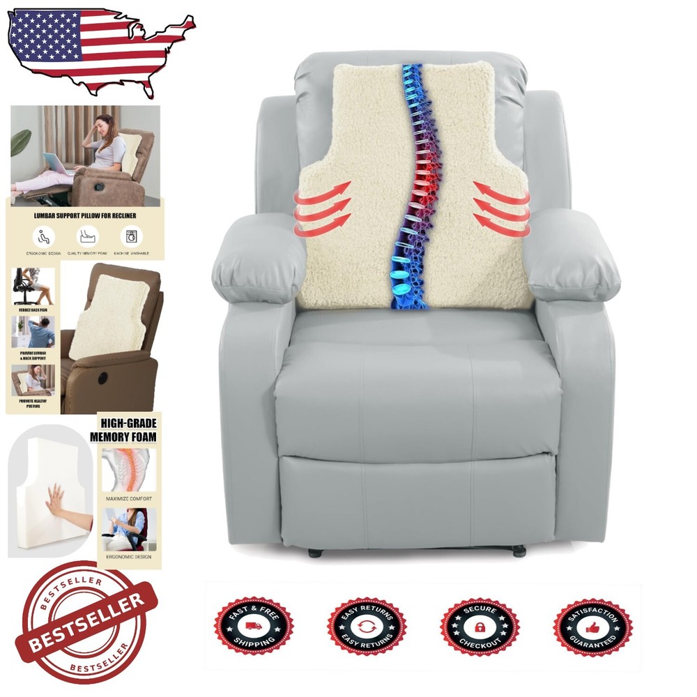 Durable Ergonomic Lumbar Support Pillow with Fleece Cover for Back Pain Relief