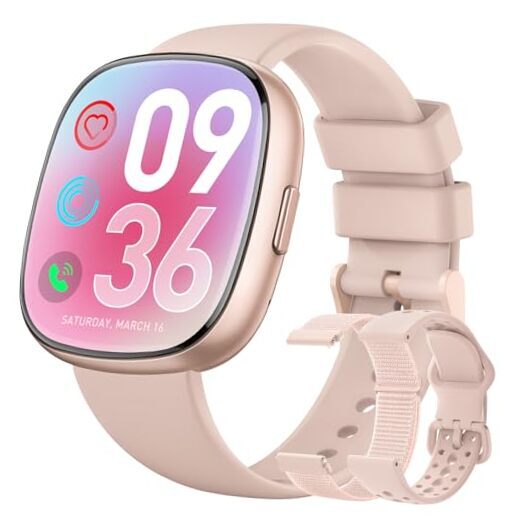 Smart Watches for Women Men Gifts: Fitness Tracker with Make/Recive Call Pink