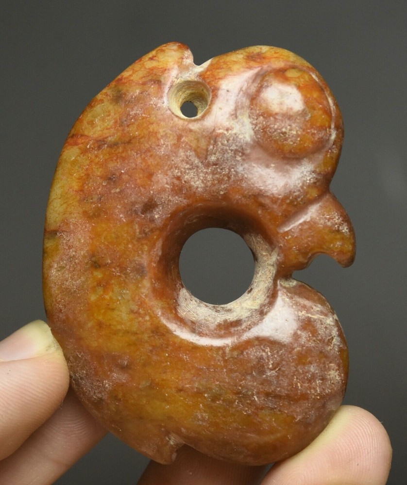 6CM Hongshan Culture Ancient Jade Pig Dragon Amulet Pendant