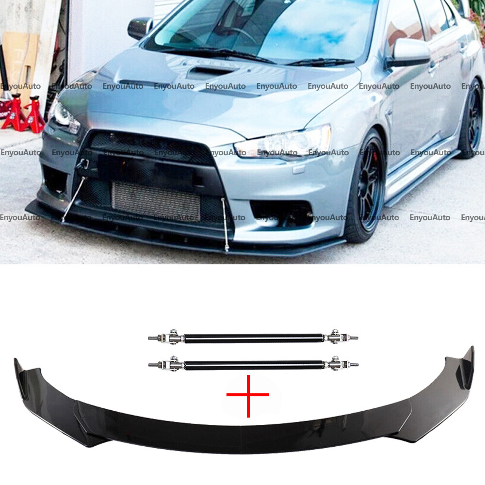 For Mitsubishi Eclipse Front Bumper Lip Spoiler + Strut Rods Glossy Black