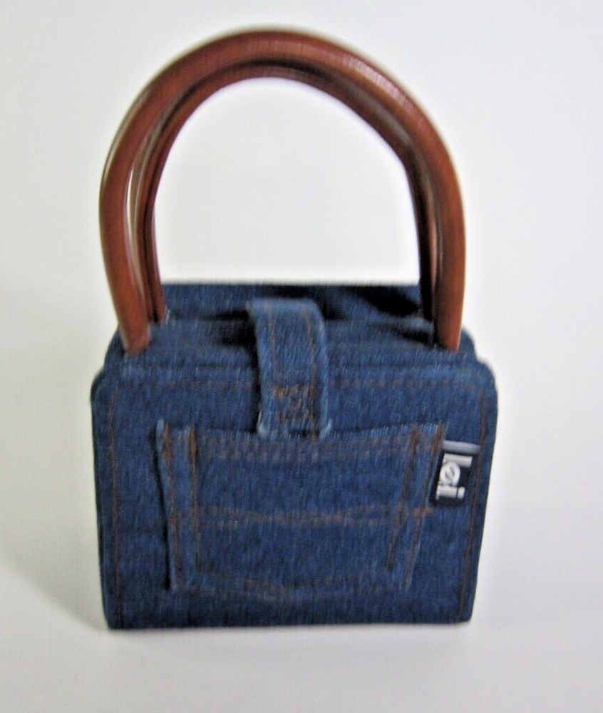 lei Blue Denim Mini Hard Hand Bag Life Energy Intelligence 4.5