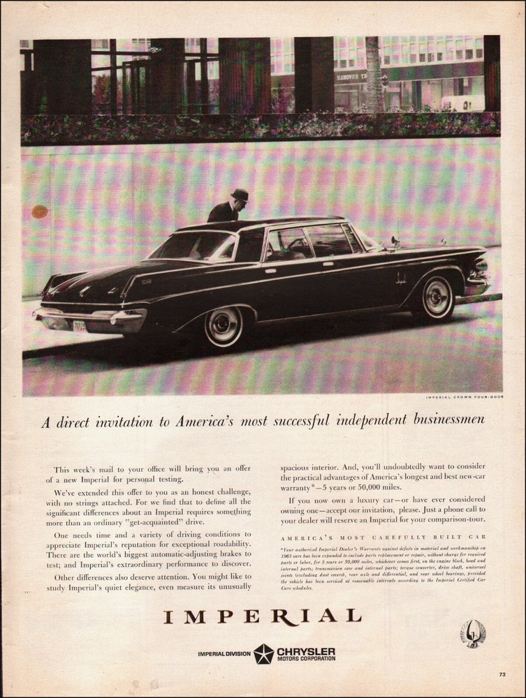 1963 Imperial Crown Vintage Ad Retro Black 4-Door Car Auto 07/09/22