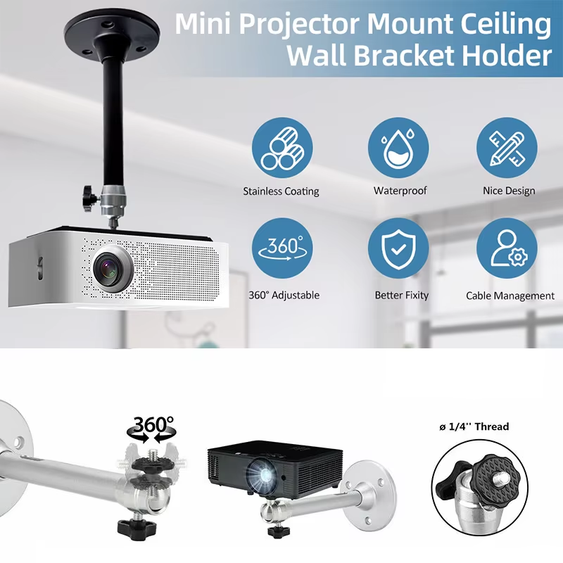 360 Rotation Universal Projector Ceiling Mount Bracket Tilt LCD/DLP Home Theatre