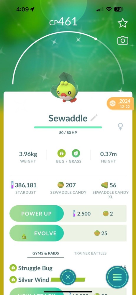 Pokemon GO - Shiny Sewaddle | Registered or 30 Days Friendship Bonus !!