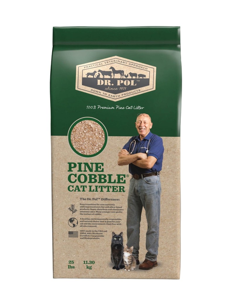 Pine Cobble Natural Cat Litter 25lb Bag for Odor Control