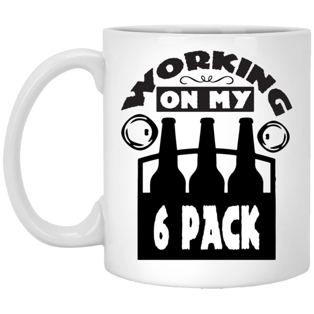 Beer Mug Working On My 6 Pack Coffee Cup Gift for Dad Brother Beer Lover