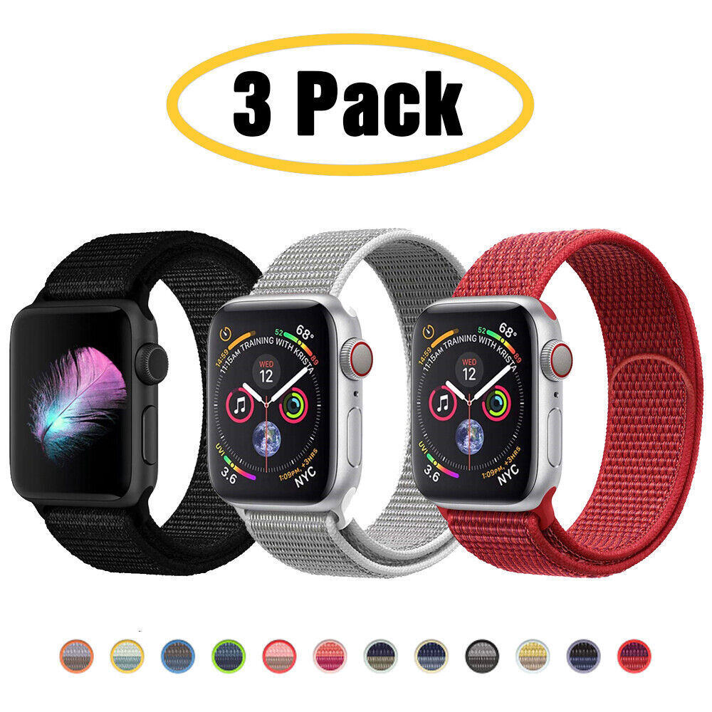 3 PACK For Apple Watch Series 8-1 SE Ultra 38-49mm Nylon Sport iWatch Band