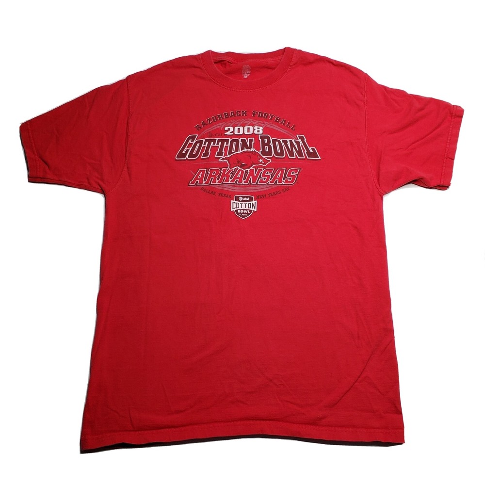 New Years 2008 Cotton Bowl Shirt Arkansas Razorbacks Mens Sz L Hogs Football-image