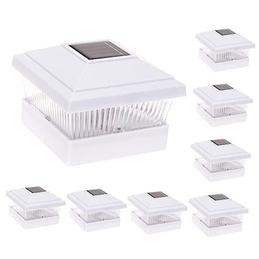 Classic Solar Post Cap Lights for 5x5 PVC Vinyl Outdoor Posts Solar Powered