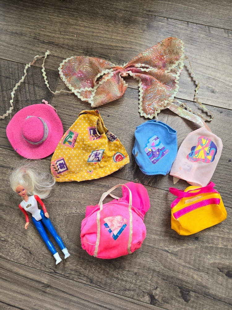 Vintage Barbie Accessories Lot Clothes Bags Hat Olympic Barbie Toy Figure