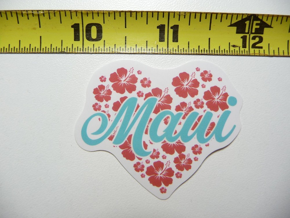 Hawaii Maui Hibiscus Flower Heart Decal Sticker for Travel Lovers