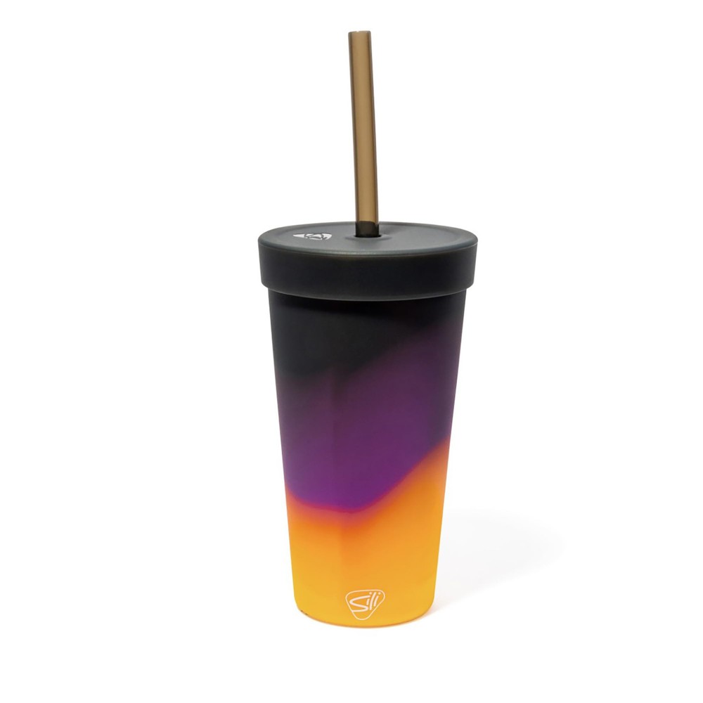 : Silicone 22oz Straw Tumbler: Sun Storm - Reusable, Unbreakable, Flexible, H...