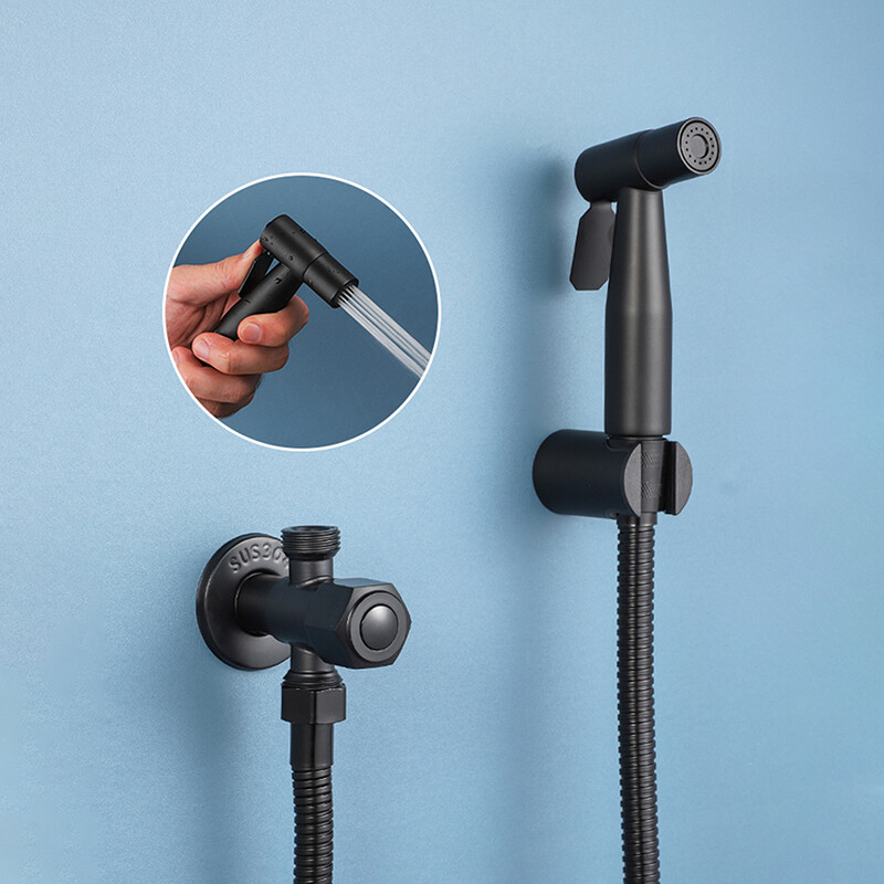 Handheld Bidet Sprayer Bathroom Shower Head Holder Sprial Hose Toilet Shattaf