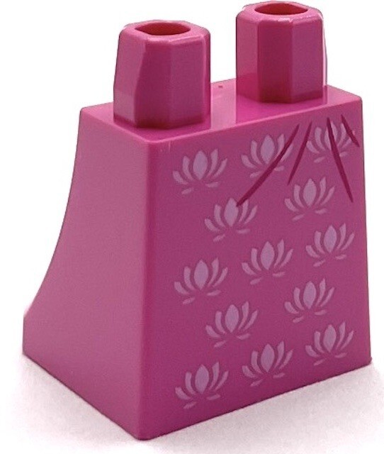 Lego Minifigure Dark Pink Skirt with Bright Pink Floral Design