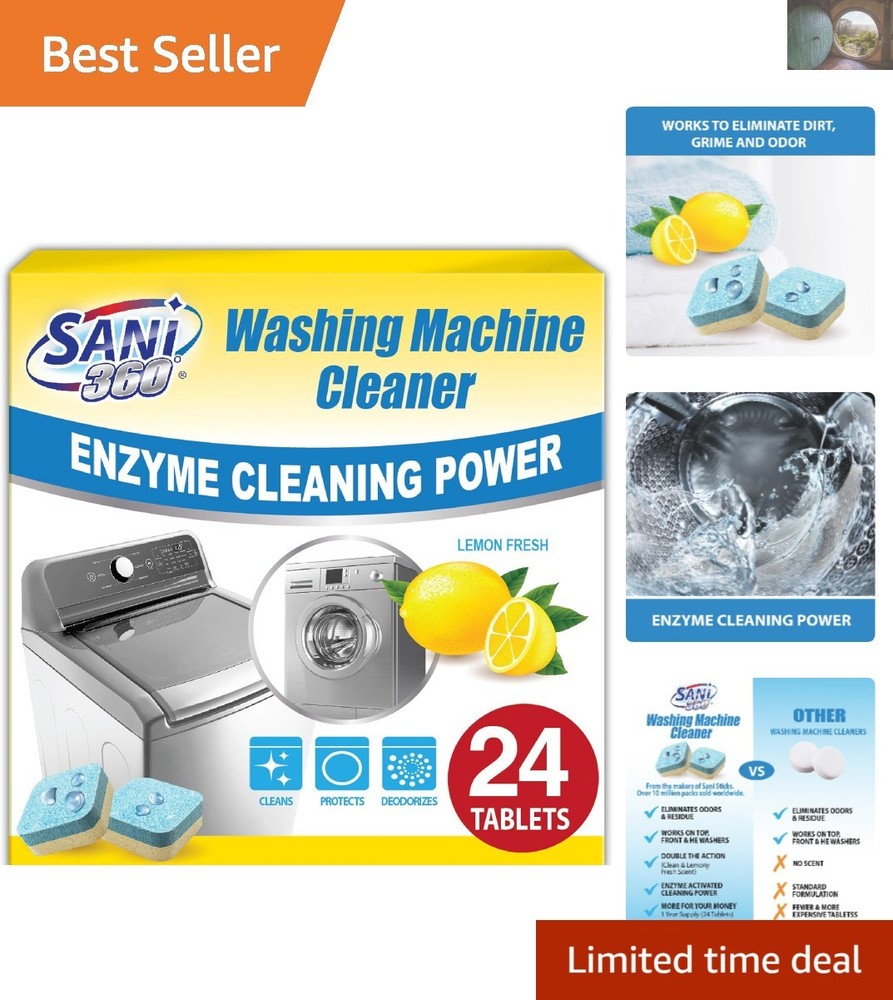 24-Count Enzyme Activated Washing Machine Cleaner – Removes Odors & Residue